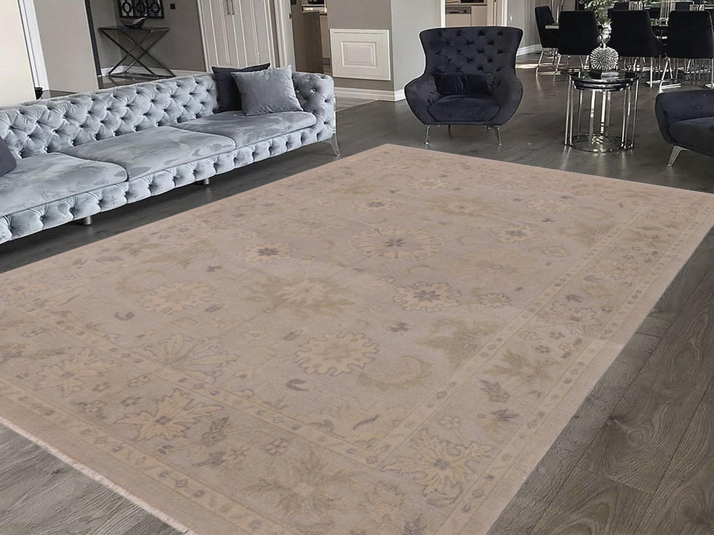 handmade Traditional Kafkaz Gray Beige Hand Knotted RECTANGLE 100% WOOL area rug 9' x 12'
