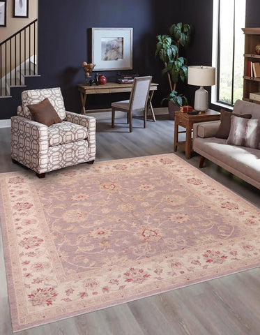 handmade Traditional Kafkaz Lt. Blue Ivory Hand Knotted SQUARE 100% WOOL area rug 6x6