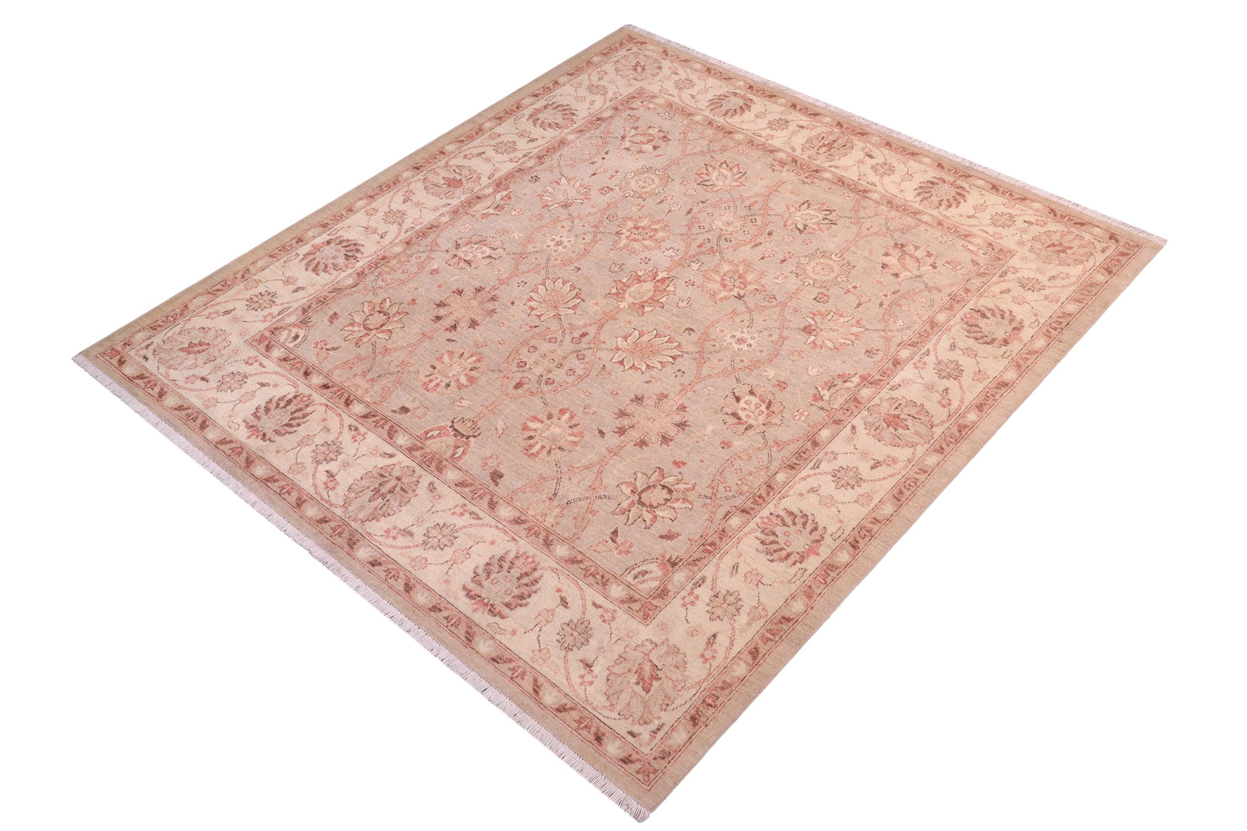 handmade Traditional Kafkaz Lt. Blue Ivory Hand Knotted SQUARE 100% WOOL area rug 6x6