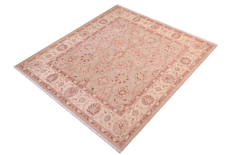 handmade Traditional Kafkaz Lt. Blue Ivory Hand Knotted SQUARE 100% WOOL area rug 6x6