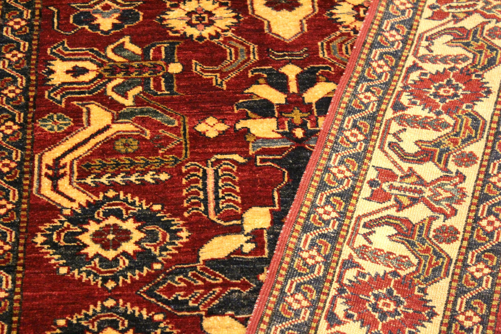 handmade Geometric Super Kazak Red Gold Hand Knotted RECTANGLE 100% WOOL area rug 4' x 6'