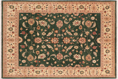 Bohemian Ziegler Cindie Green/Beige Hand Knotted Wool Rug - 8'1'' x 9'6''