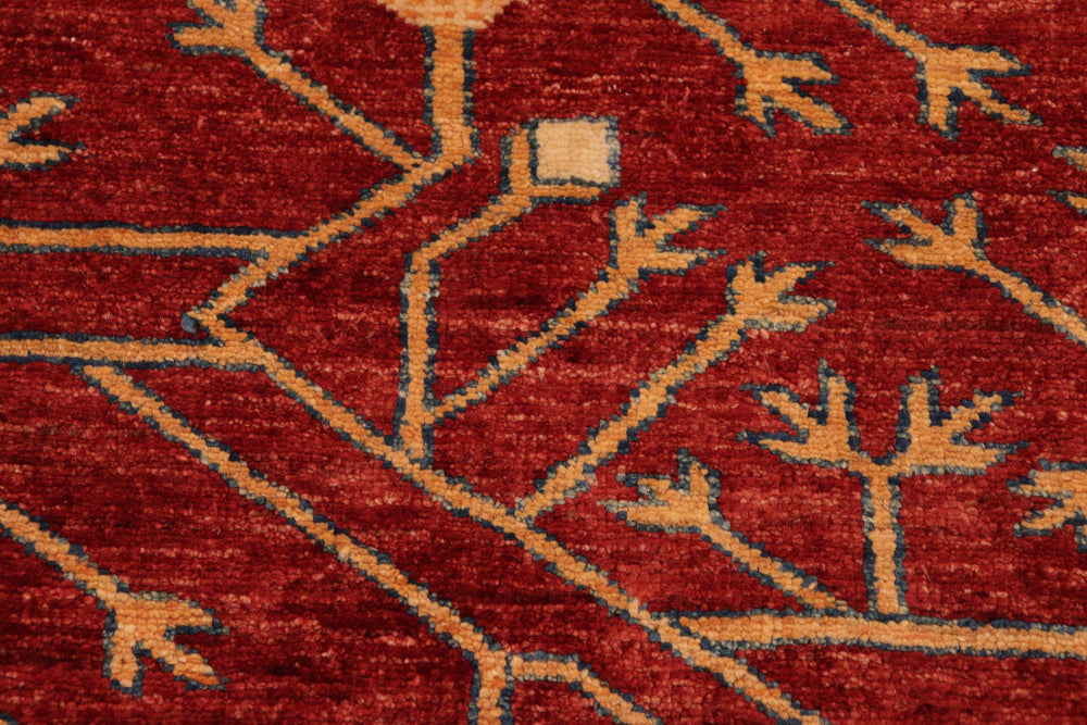 handmade Geometric Super Kazak Red Blue Hand Knotted RECTANGLE 100% WOOL area rug 7' x 10'