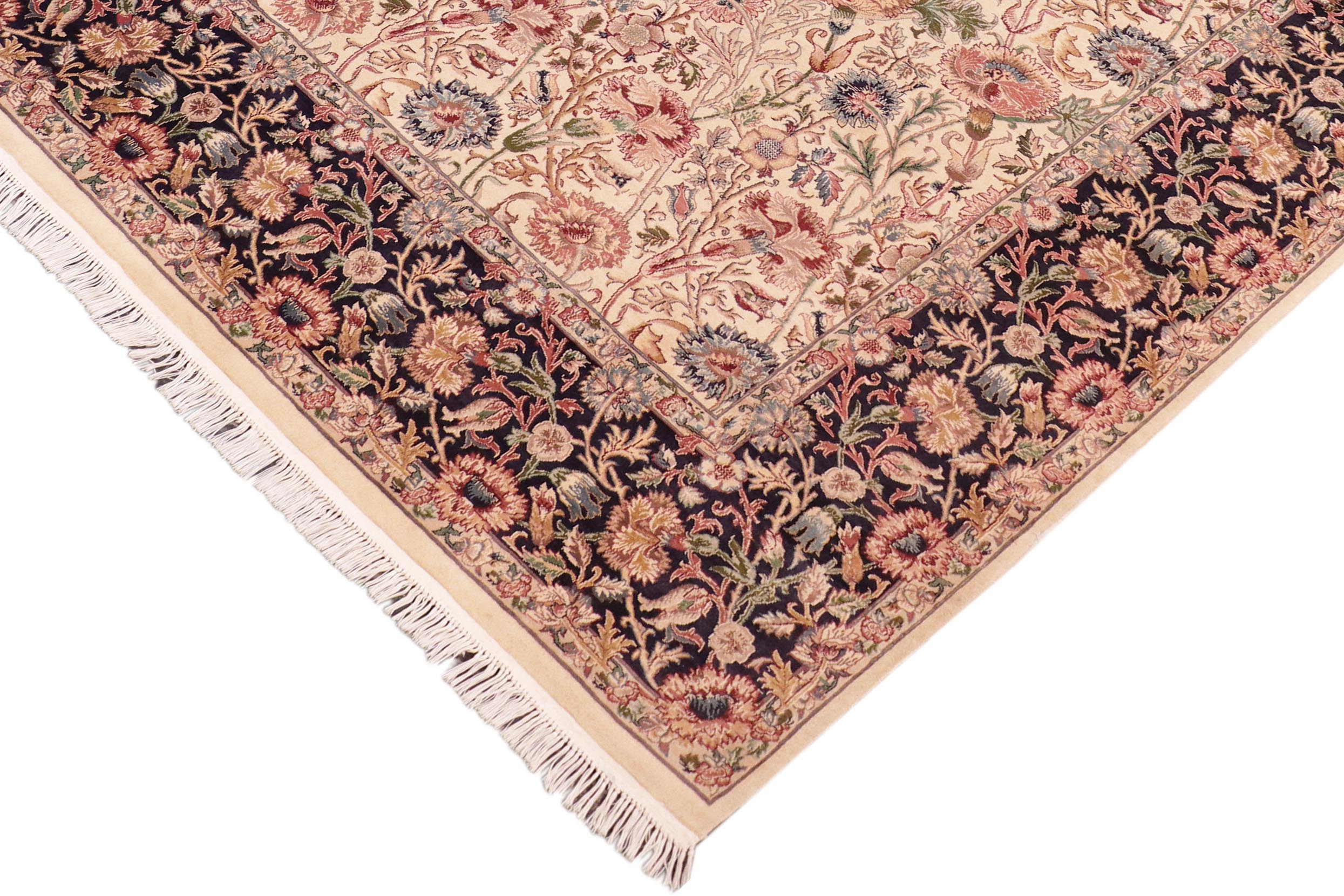 handmade Transitional Irfan Beige Blue Hand Knotted RECTANGLE 100% WOOL area rug 8x10