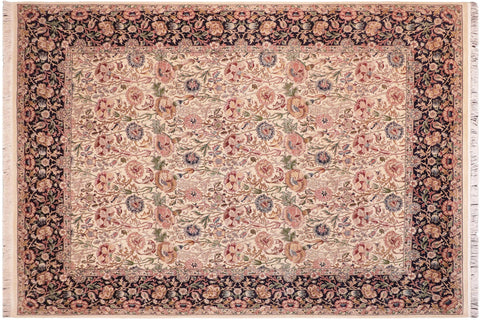 handmade Transitional Irfan Beige Blue Hand Knotted RECTANGLE 100% WOOL area rug 8x10
