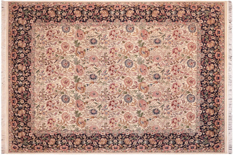 handmade Transitional Irfan Beige Blue Hand Knotted RECTANGLE 100% WOOL area rug 8x10