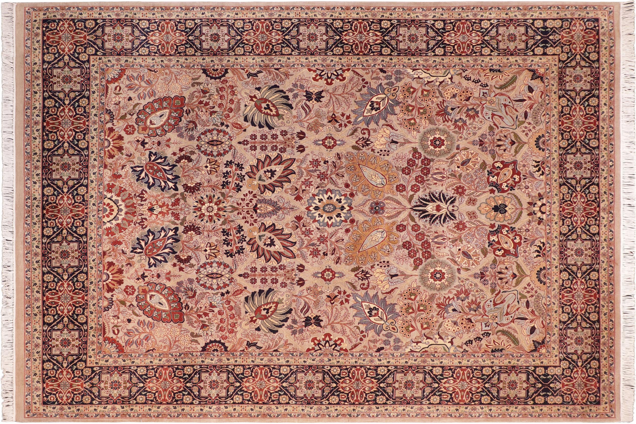 handmade Traditional Tabriz Gray Blue Hand Knotted RECTANGLE 100% WOOL area rug 8x10