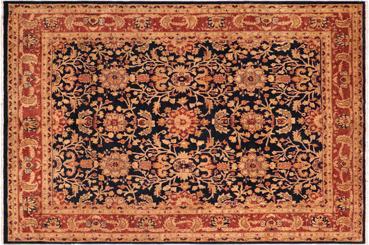 handmade Transitional Kafkaz Blue Rust Hand Knotted RECTANGLE 100% WOOL area rug 8' x 10'