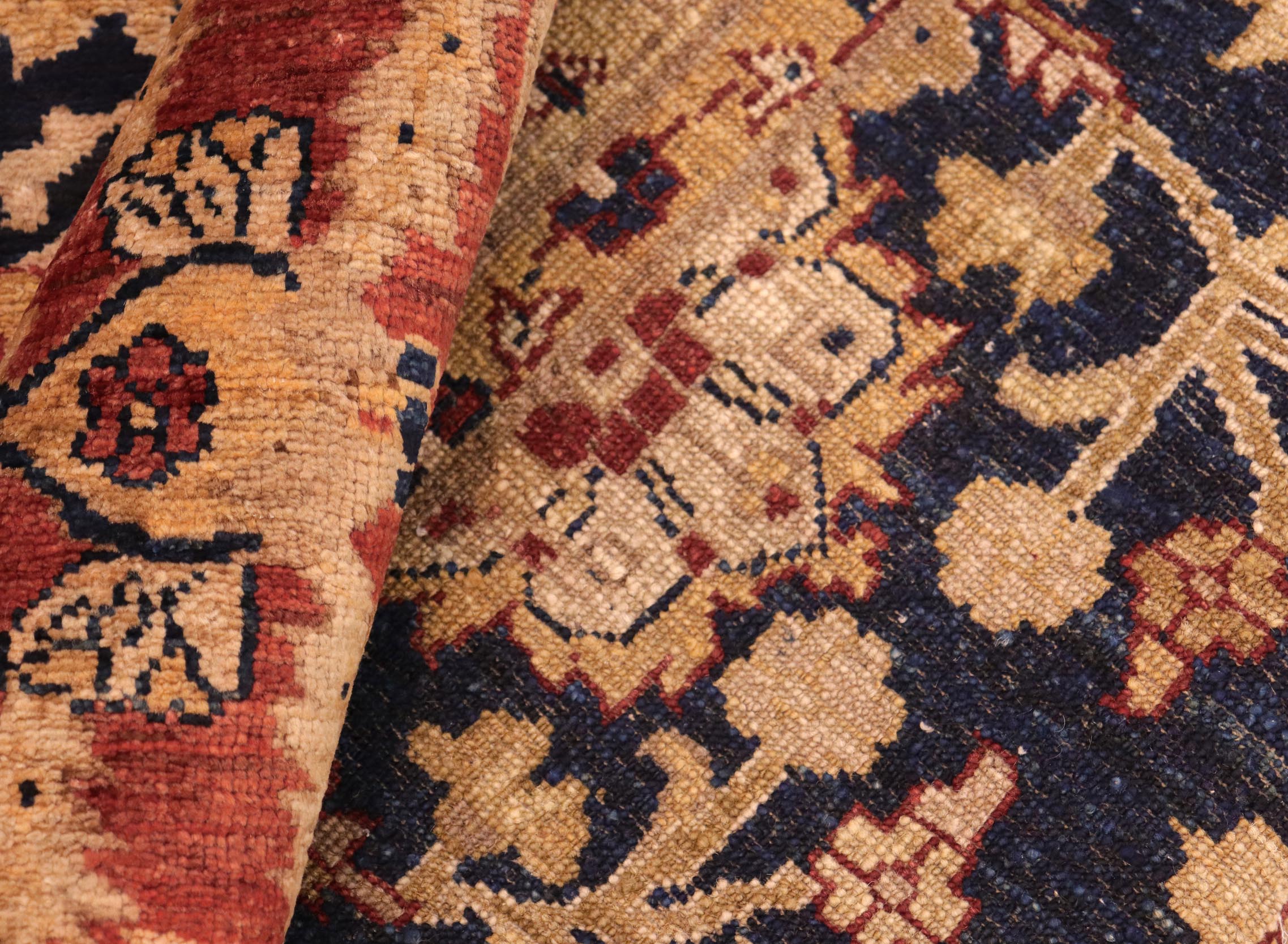 handmade Transitional Kafkaz Blue Rust Hand Knotted RECTANGLE 100% WOOL area rug 8' x 10'