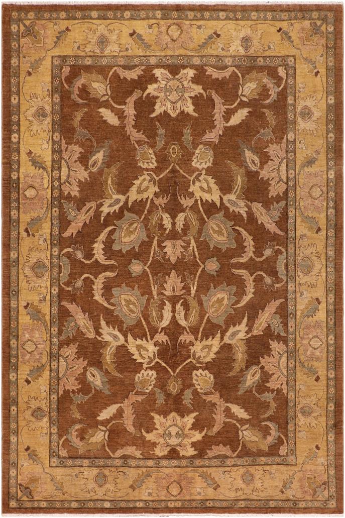 handmade Traditional Kafkaz Brown Gold Hand Knotted RECTANGLE 100% WOOL area rug 8 x 10
