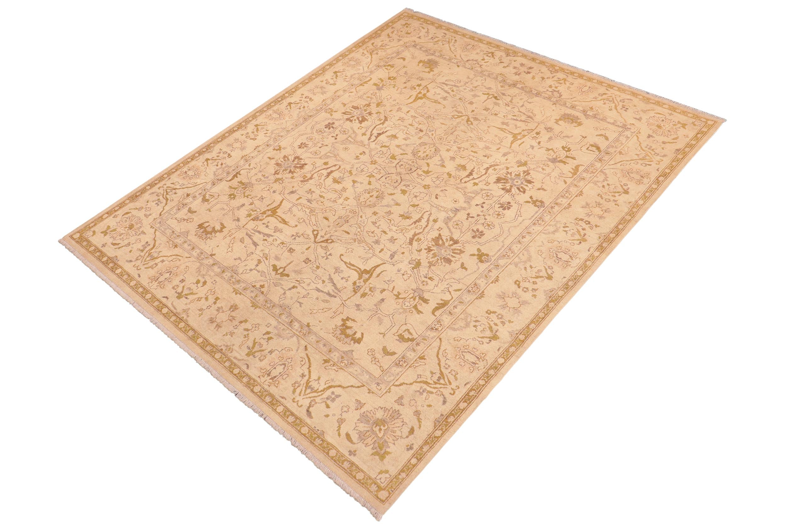 handmade Traditional Kafkaz Beige Gold Hand Knotted RECTANGLE 100% WOOL area rug 8x10