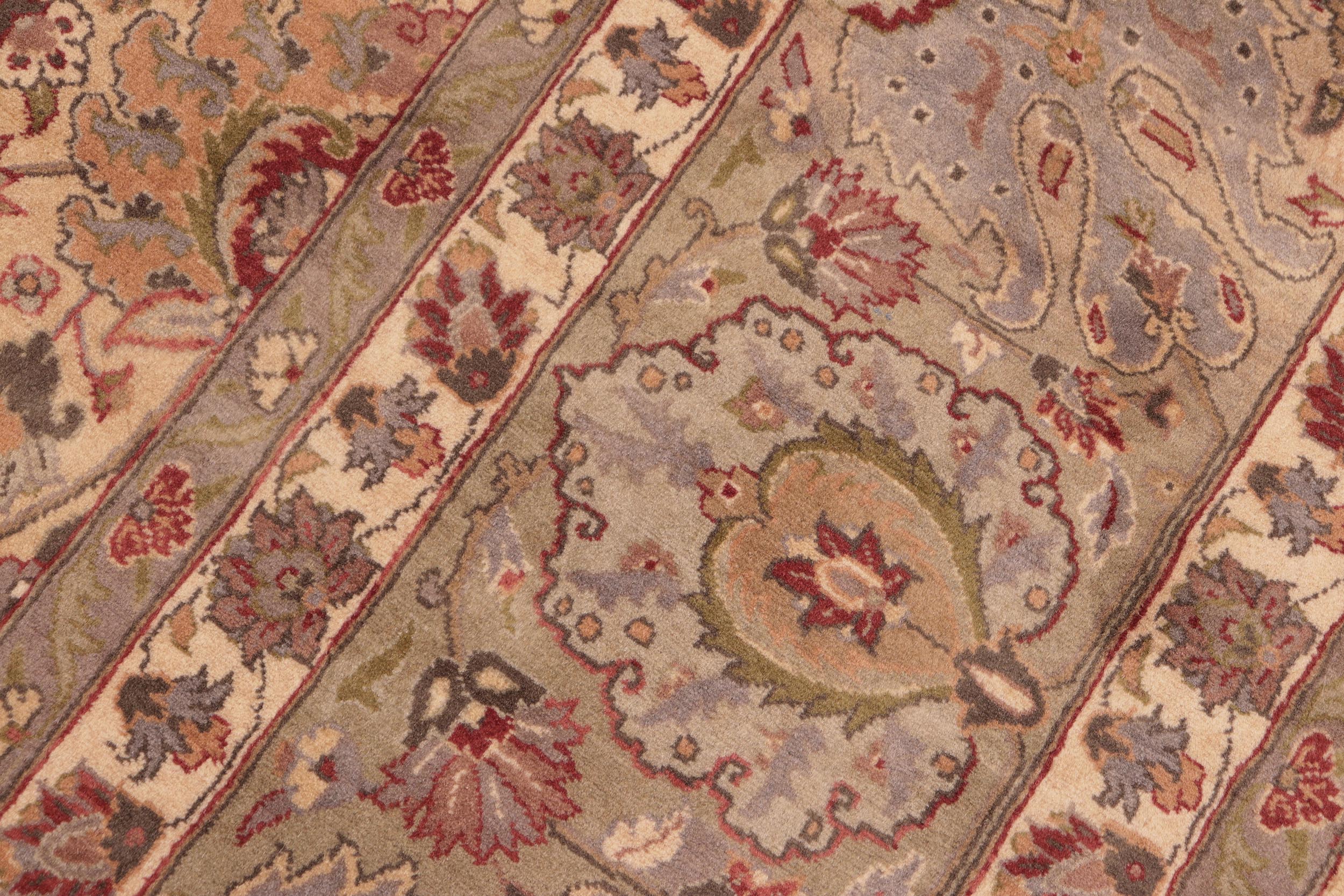 handmade Transitional Tabriz Beige Green Hand Knotted RECTANGLE 100% WOOL area rug 8x10