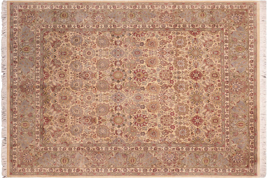 handmade Transitional Tabriz Beige Green Hand Knotted RECTANGLE 100% WOOL area rug 8x10