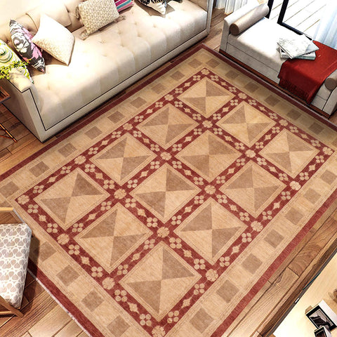 handmade Transitional Kafkaz Beige Rust Hand Knotted RECTANGLE 100% WOOL area rug 8' x 10'