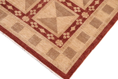 handmade Transitional Kafkaz Beige Rust Hand Knotted RECTANGLE 100% WOOL area rug 8' x 10'