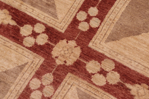 handmade Transitional Kafkaz Beige Rust Hand Knotted RECTANGLE 100% WOOL area rug 8' x 10'