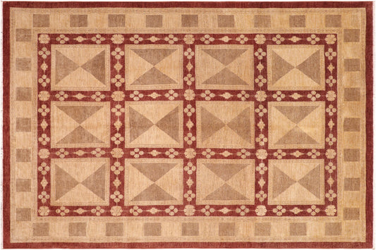 handmade Transitional Kafkaz Beige Rust Hand Knotted RECTANGLE 100% WOOL area rug 8' x 10'