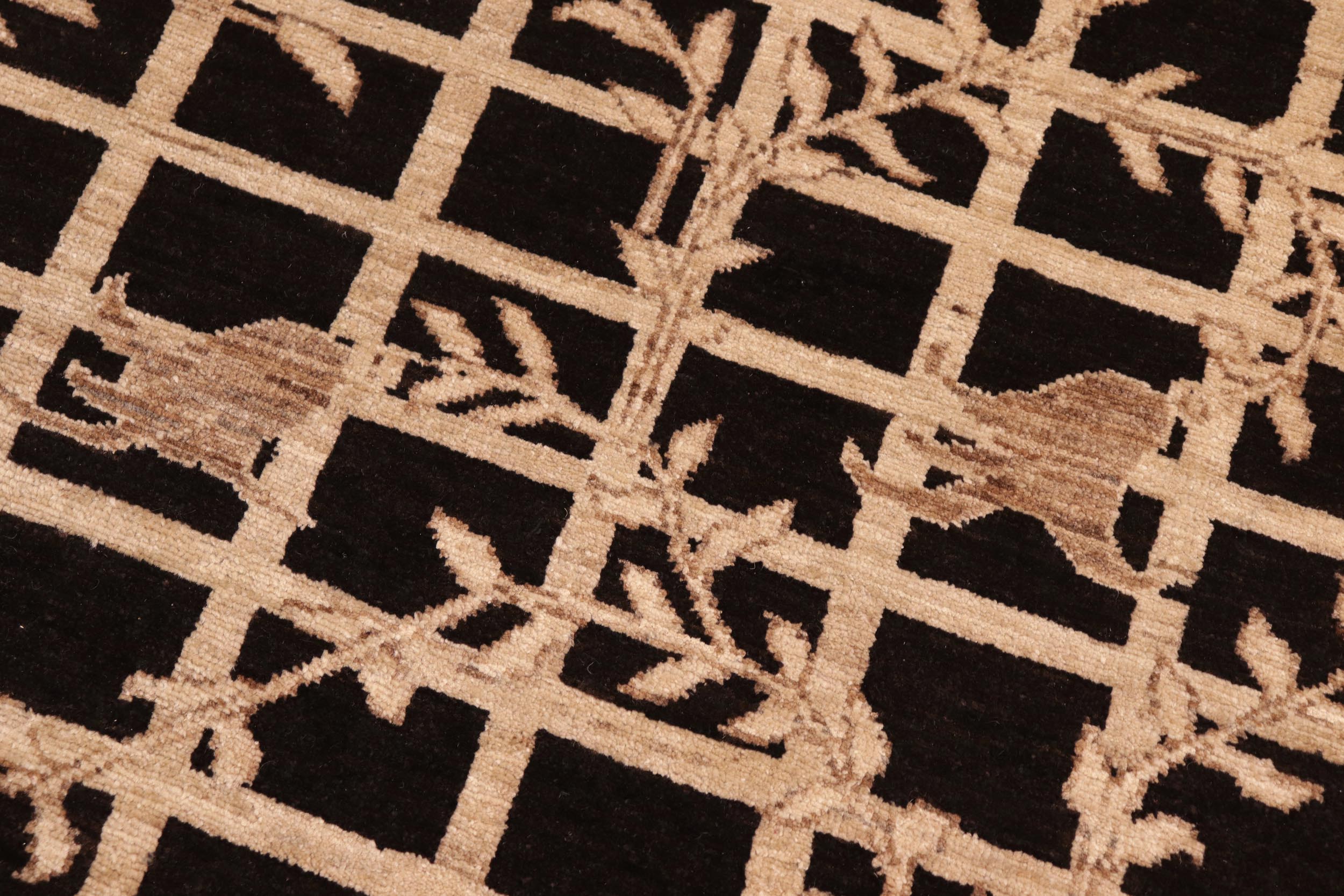 handmade Modern Kafkaz Black Tan Hand Knotted RECTANGLE 100% WOOL area rug 8' x 10'