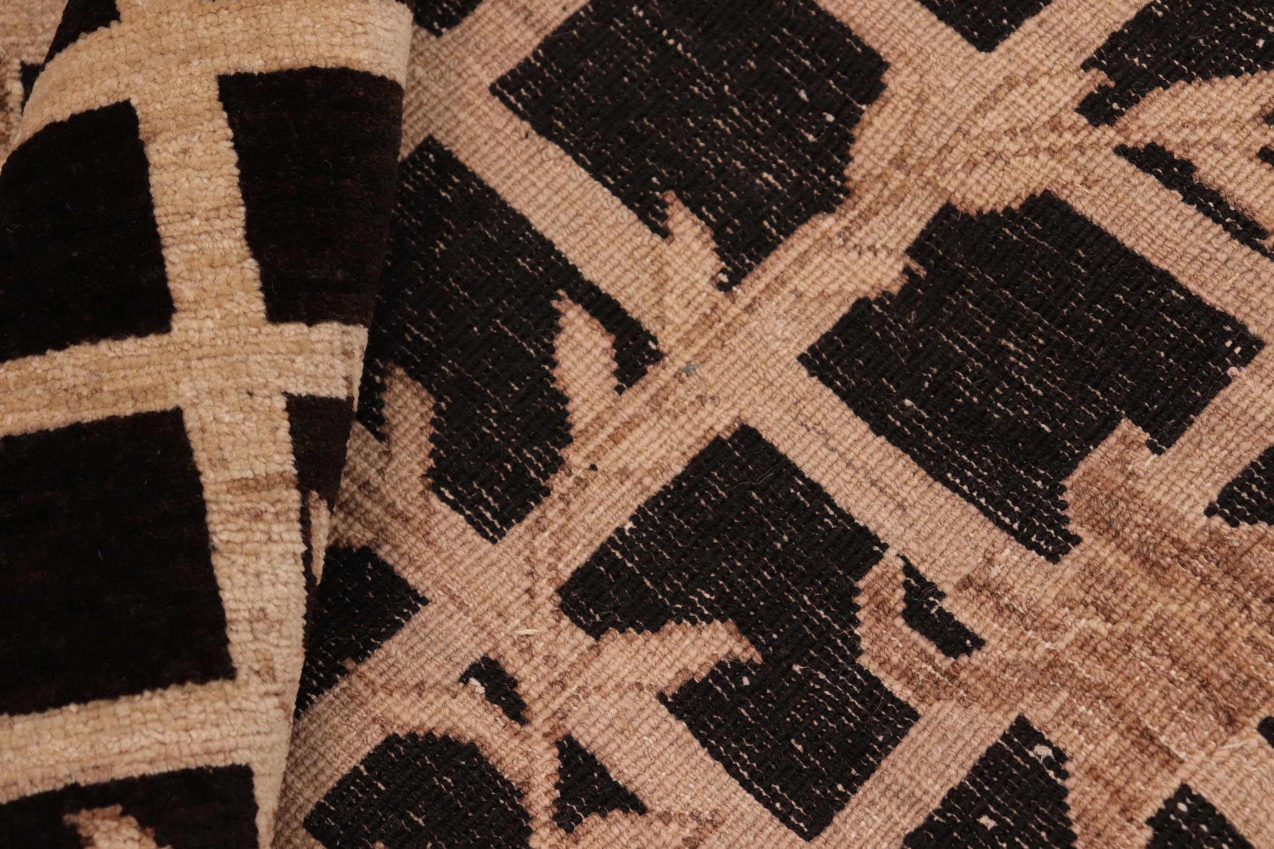 handmade Modern Kafkaz Black Tan Hand Knotted RECTANGLE 100% WOOL area rug 8' x 10'