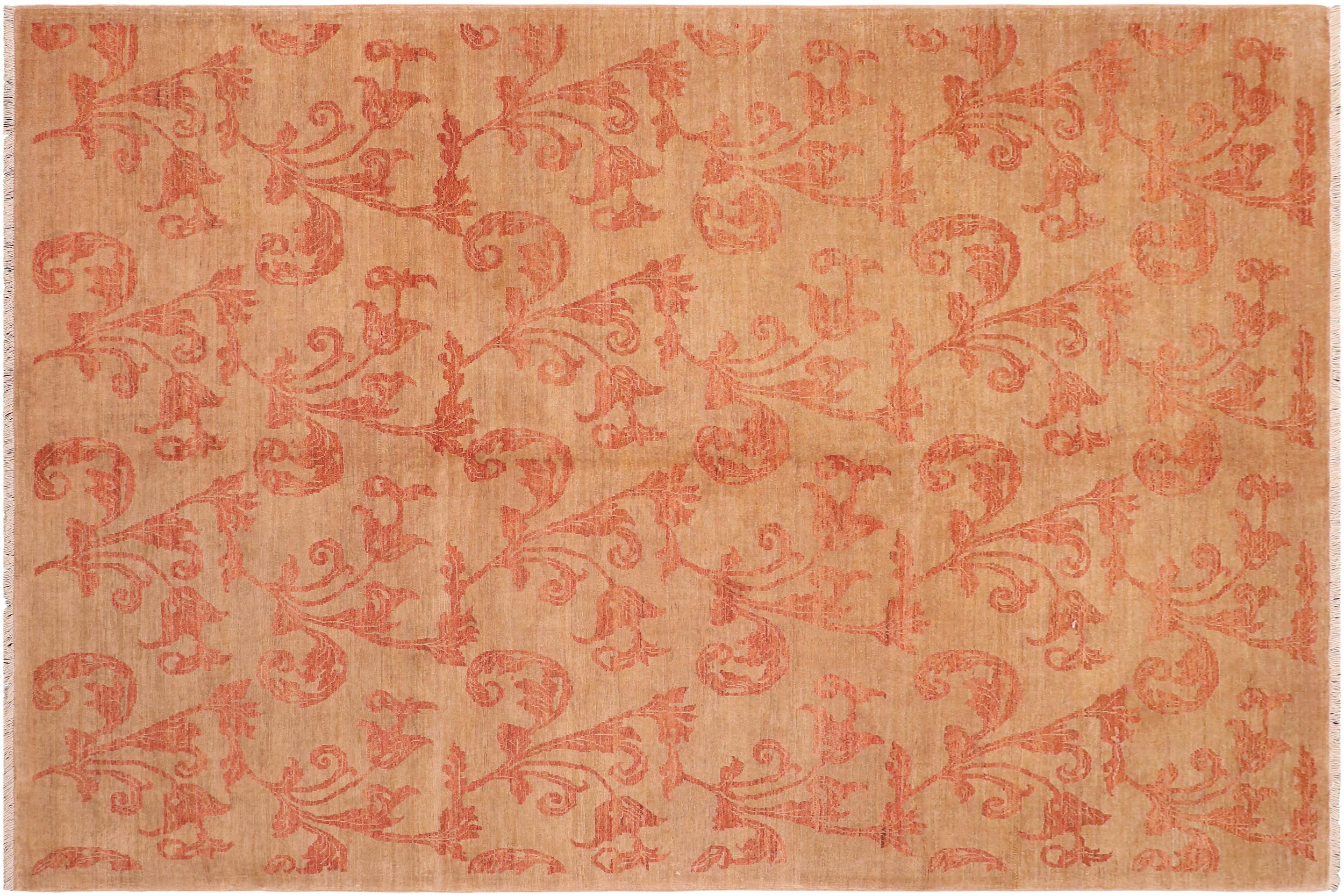 handmade Modern Kafkaz Tan Red Hand Knotted RECTANGLE 100% WOOL area rug 8' x 10'