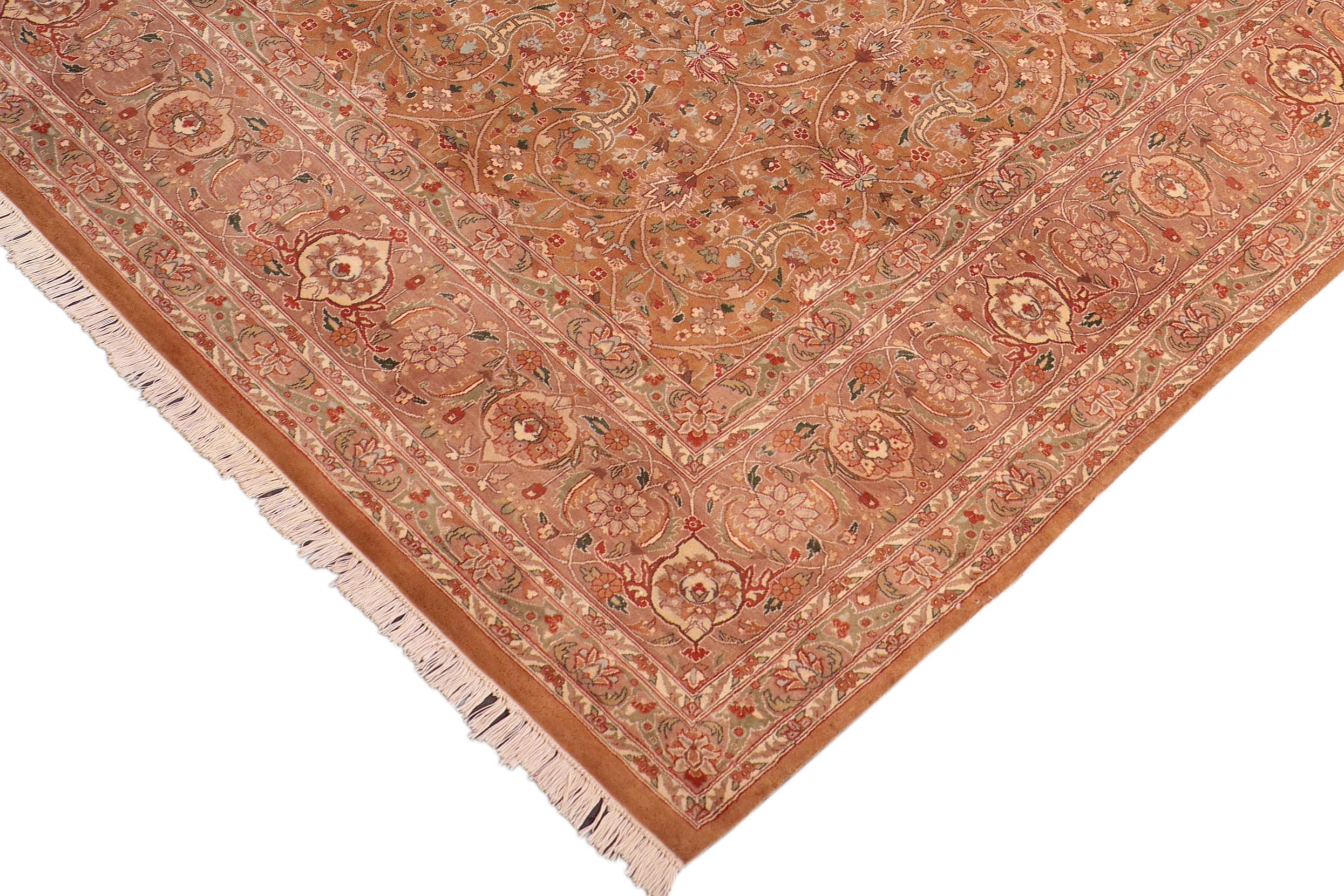 handmade Transitional Lahore Brown Green Hand Knotted RECTANGLE 100% WOOL area rug 8x11