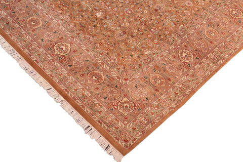 handmade Transitional Lahore Brown Green Hand Knotted RECTANGLE 100% WOOL area rug 8x11