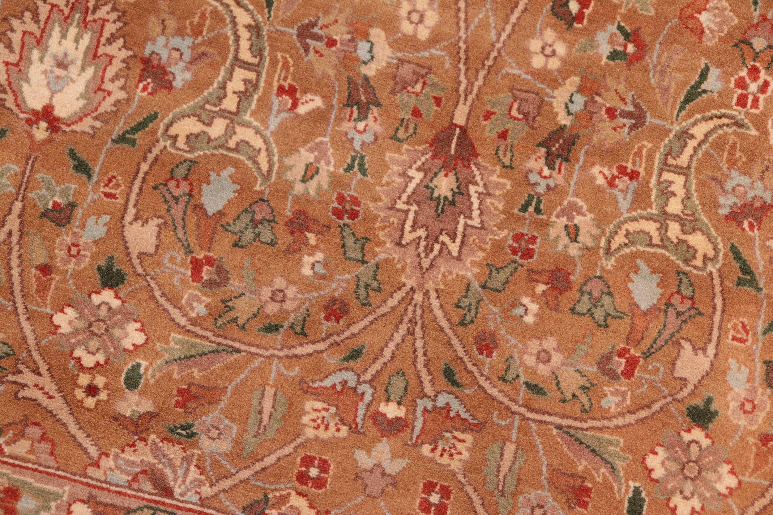 handmade Transitional Lahore Brown Green Hand Knotted RECTANGLE 100% WOOL area rug 8x11