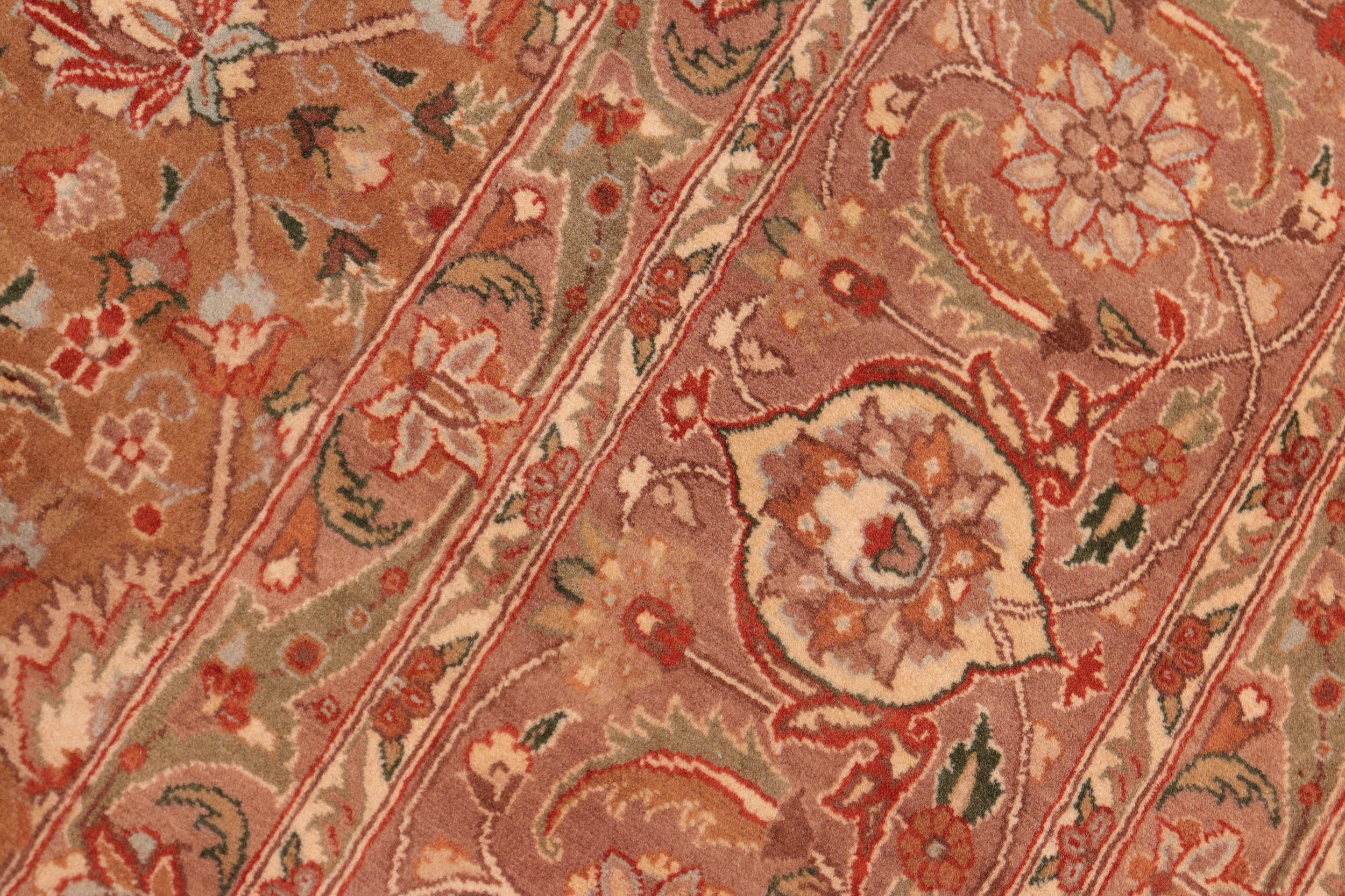 handmade Transitional Lahore Brown Green Hand Knotted RECTANGLE 100% WOOL area rug 8x11