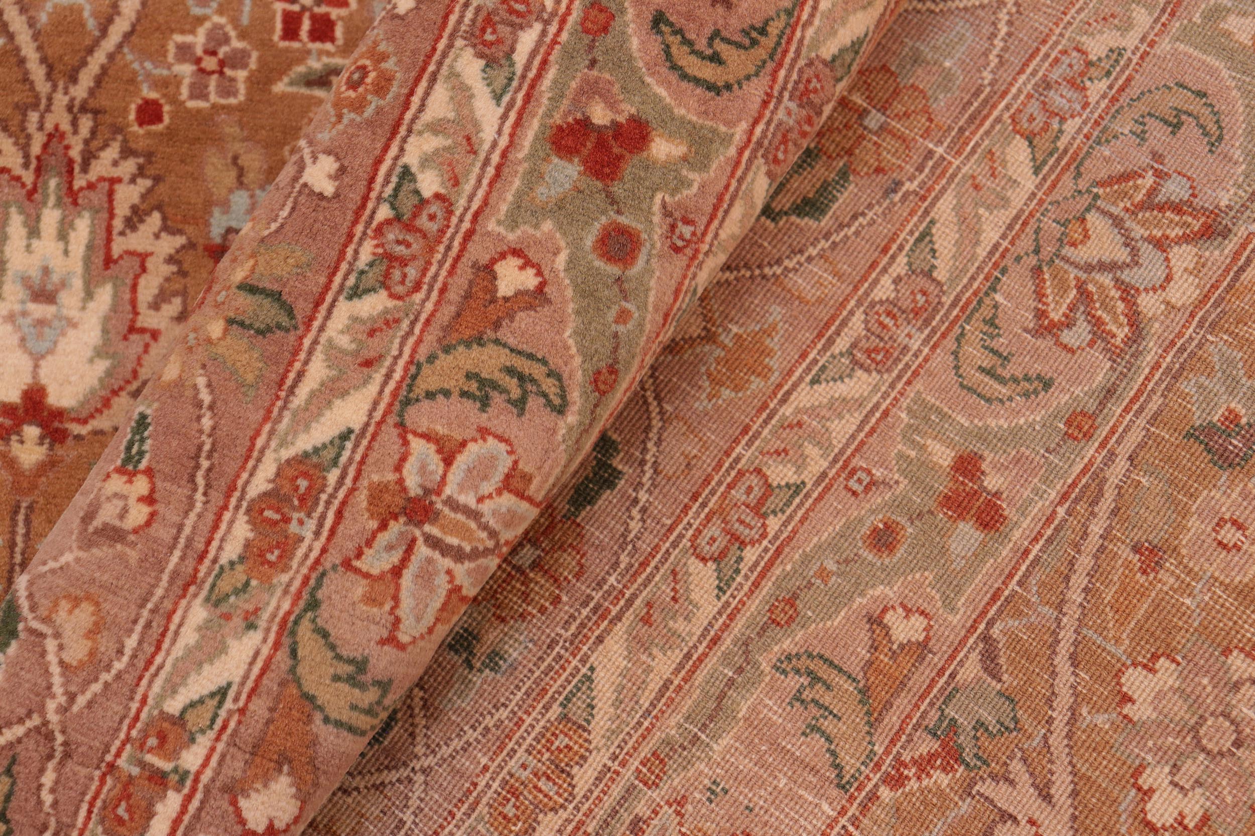 handmade Transitional Lahore Brown Green Hand Knotted RECTANGLE 100% WOOL area rug 8x11