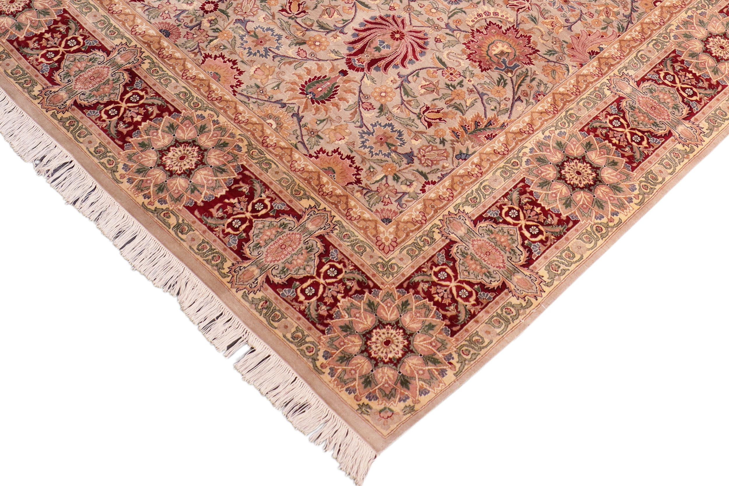 handmade Transitional Lahore Taupe Red Hand Knotted RECTANGLE 100% WOOL area rug 8x11