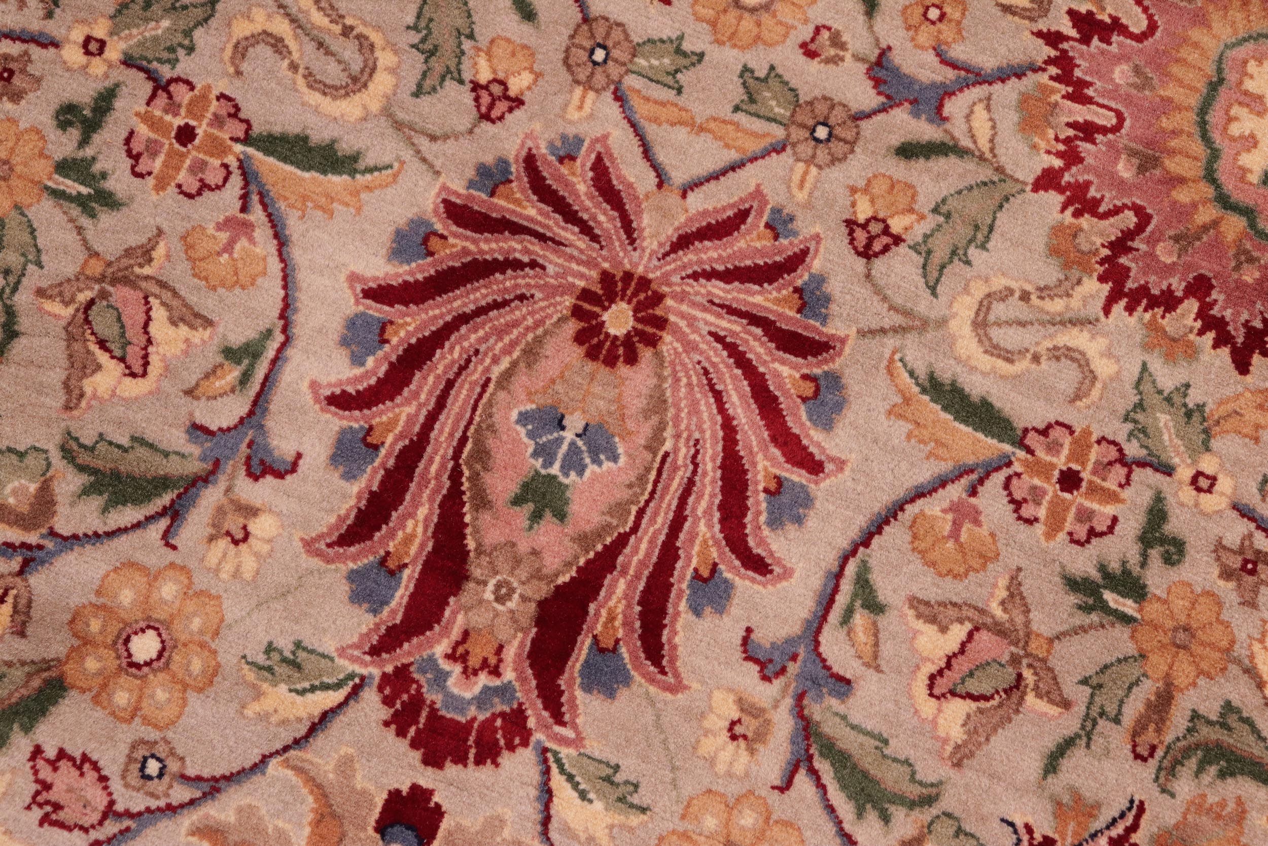 handmade Transitional Lahore Taupe Red Hand Knotted RECTANGLE 100% WOOL area rug 8x11