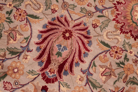 handmade Transitional Lahore Taupe Red Hand Knotted RECTANGLE 100% WOOL area rug 8x11