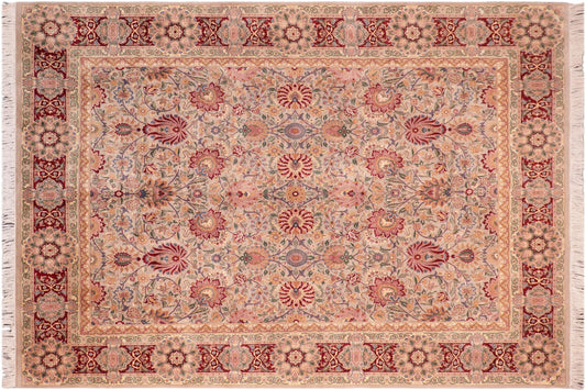 handmade Transitional Lahore Taupe Red Hand Knotted RECTANGLE 100% WOOL area rug 8x11
