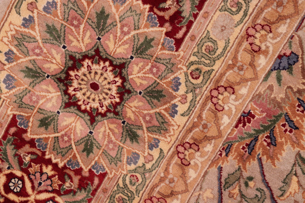 handmade Transitional Lahore Taupe Red Hand Knotted RECTANGLE 100% WOOL area rug 8x11