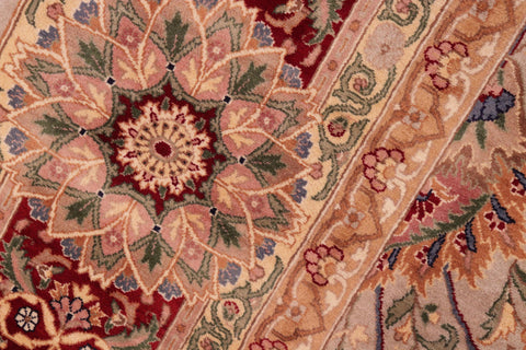 handmade Transitional Lahore Taupe Red Hand Knotted RECTANGLE 100% WOOL area rug 8x11