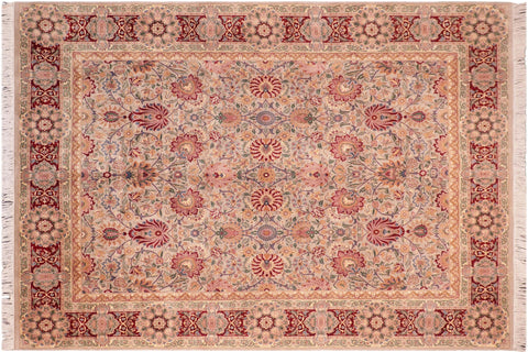 handmade Transitional Lahore Taupe Red Hand Knotted RECTANGLE 100% WOOL area rug 8x11