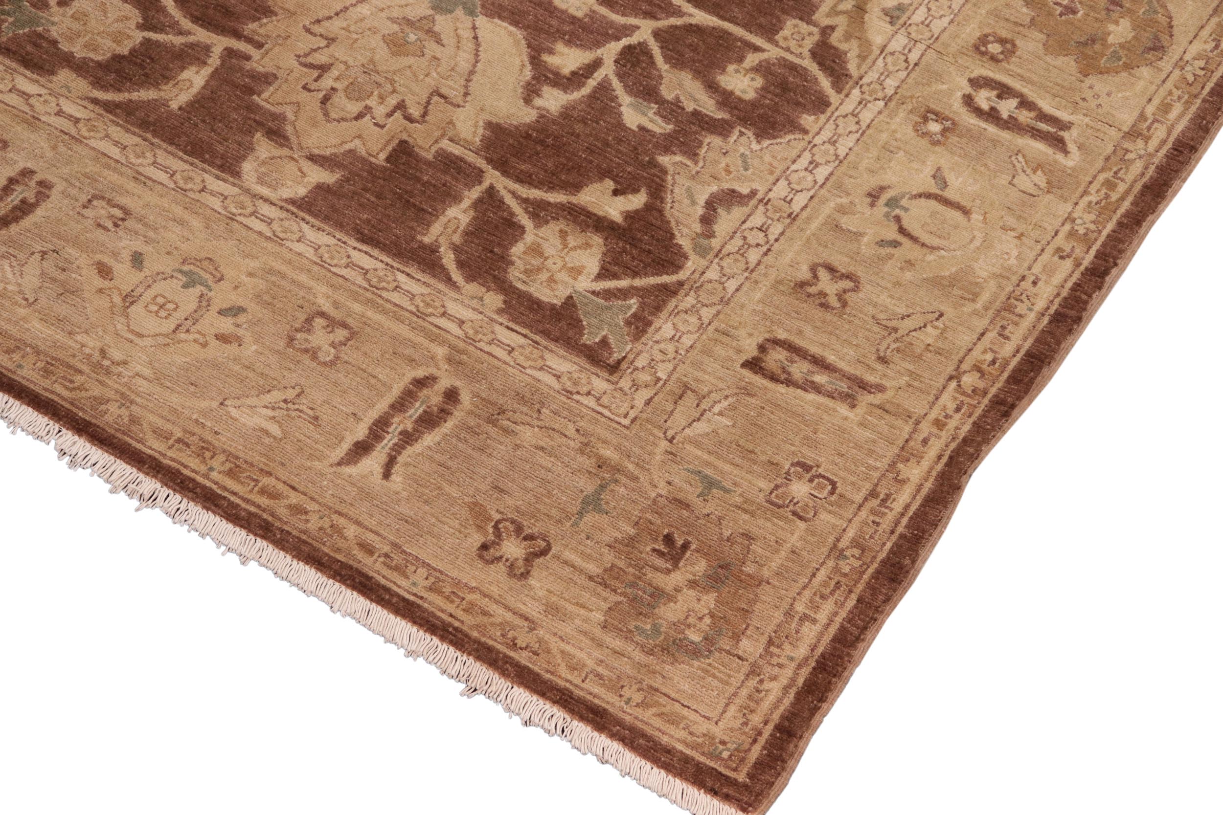 handmade Transitional Kafkaz Brown Tan Hand Knotted RECTANGLE 100% WOOL area rug 8' x 10'