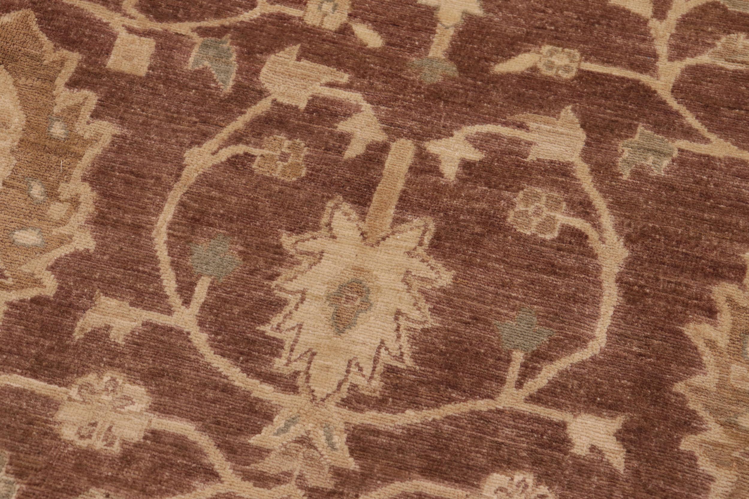 handmade Transitional Kafkaz Brown Tan Hand Knotted RECTANGLE 100% WOOL area rug 8' x 10'