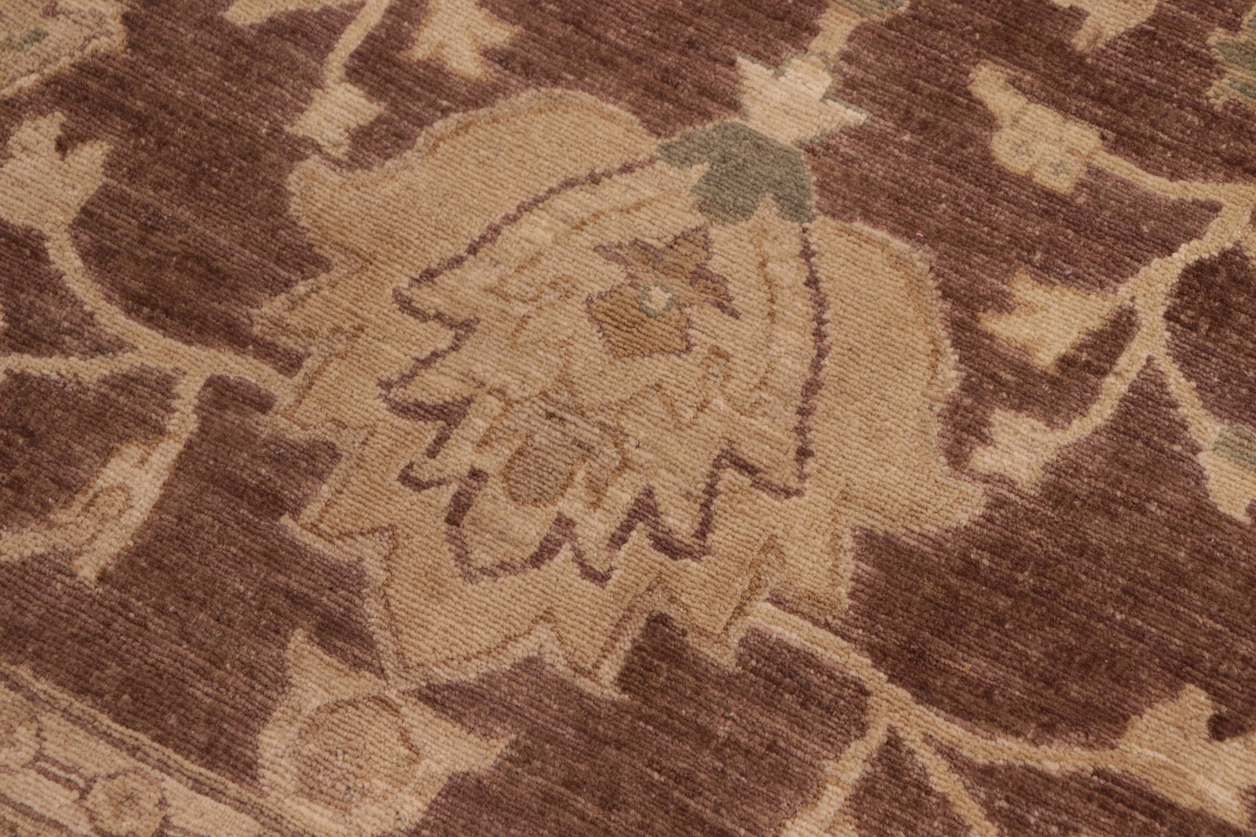 handmade Transitional Kafkaz Brown Tan Hand Knotted RECTANGLE 100% WOOL area rug 8' x 10'