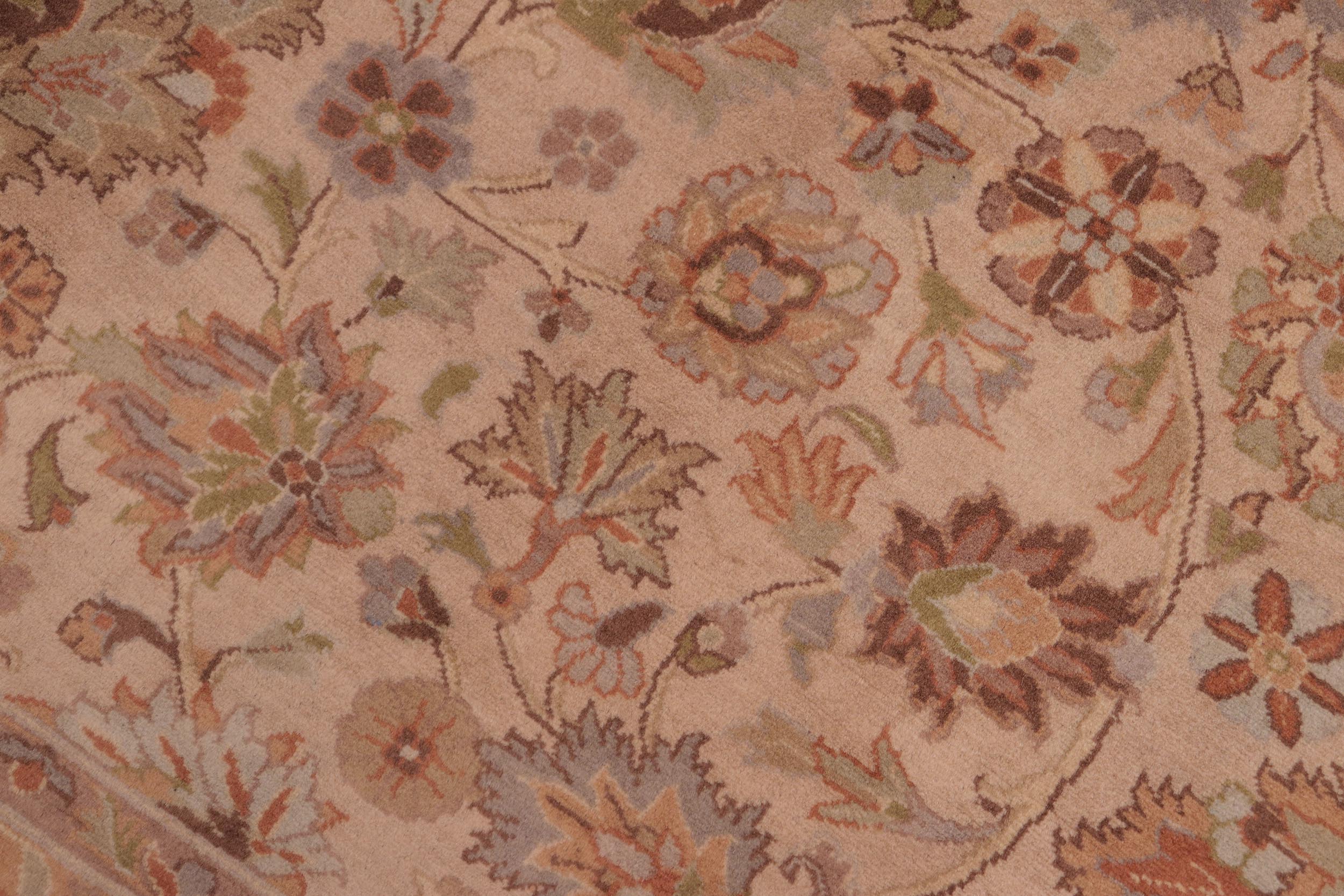 handmade Traditional Mehal Beige Green Hand Knotted RECTANGLE 100% WOOL area rug 8x10