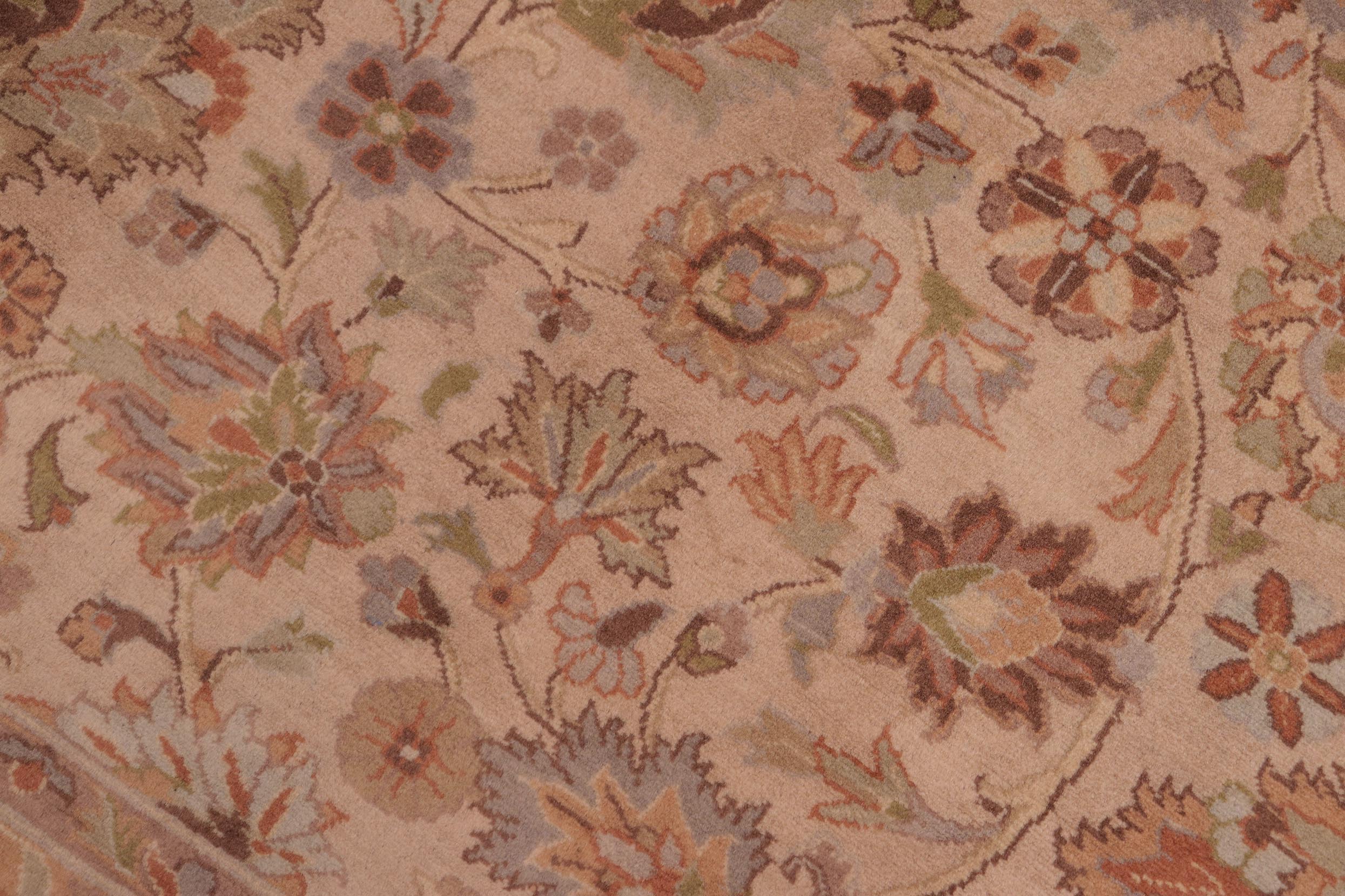 handmade Traditional Mehal Beige Green Hand Knotted RECTANGLE 100% WOOL area rug 8x10