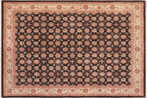 8x10 hand knotted transitional wool rug in brown and beige - Eclectic Miss