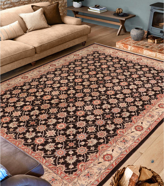 handmade Transitional Kafkaz Brown Beige Hand Knotted RECTANGLE 100% WOOL area rug 8' x 10'