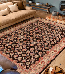 handmade Transitional Kafkaz Brown Beige Hand Knotted RECTANGLE 100% WOOL area rug 8 x 10