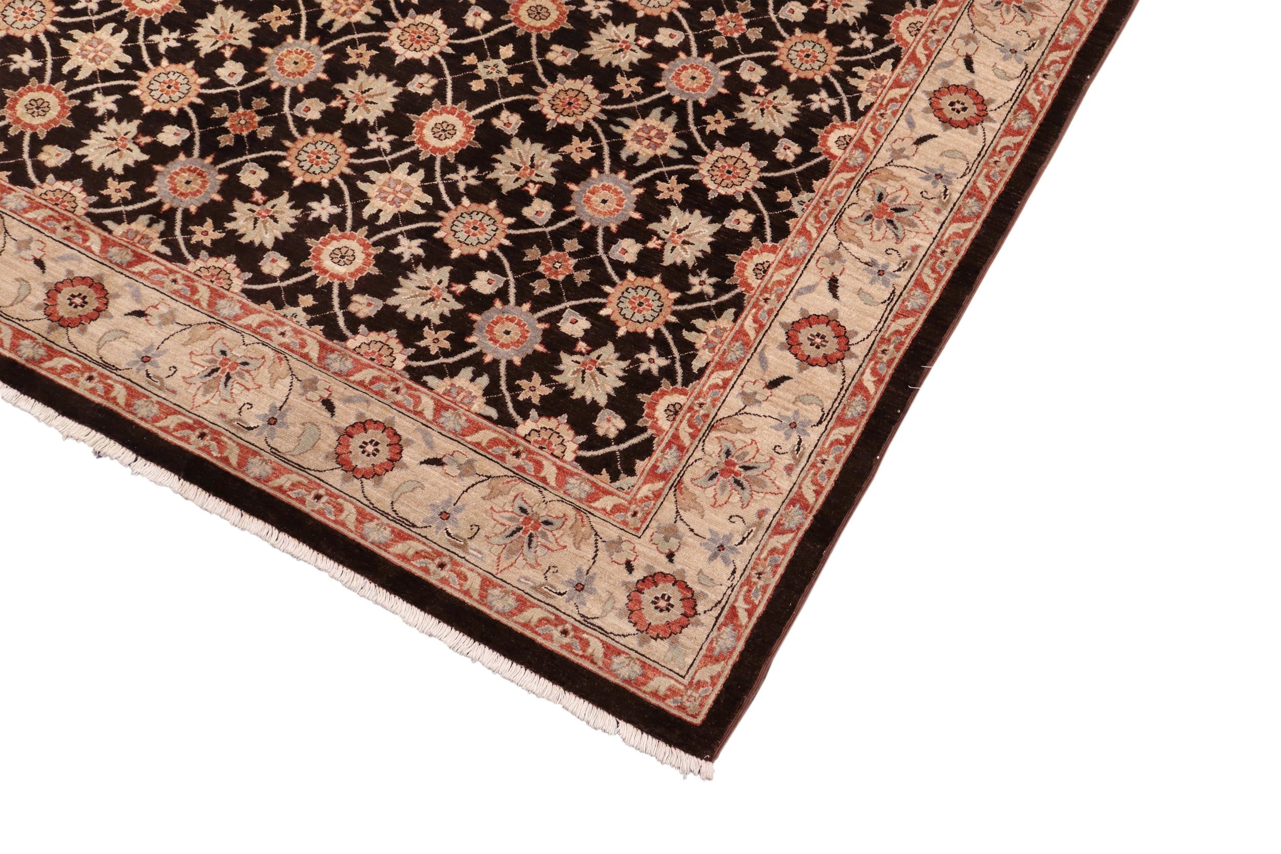 handmade Transitional Kafkaz Brown Beige Hand Knotted RECTANGLE 100% WOOL area rug 8' x 10'