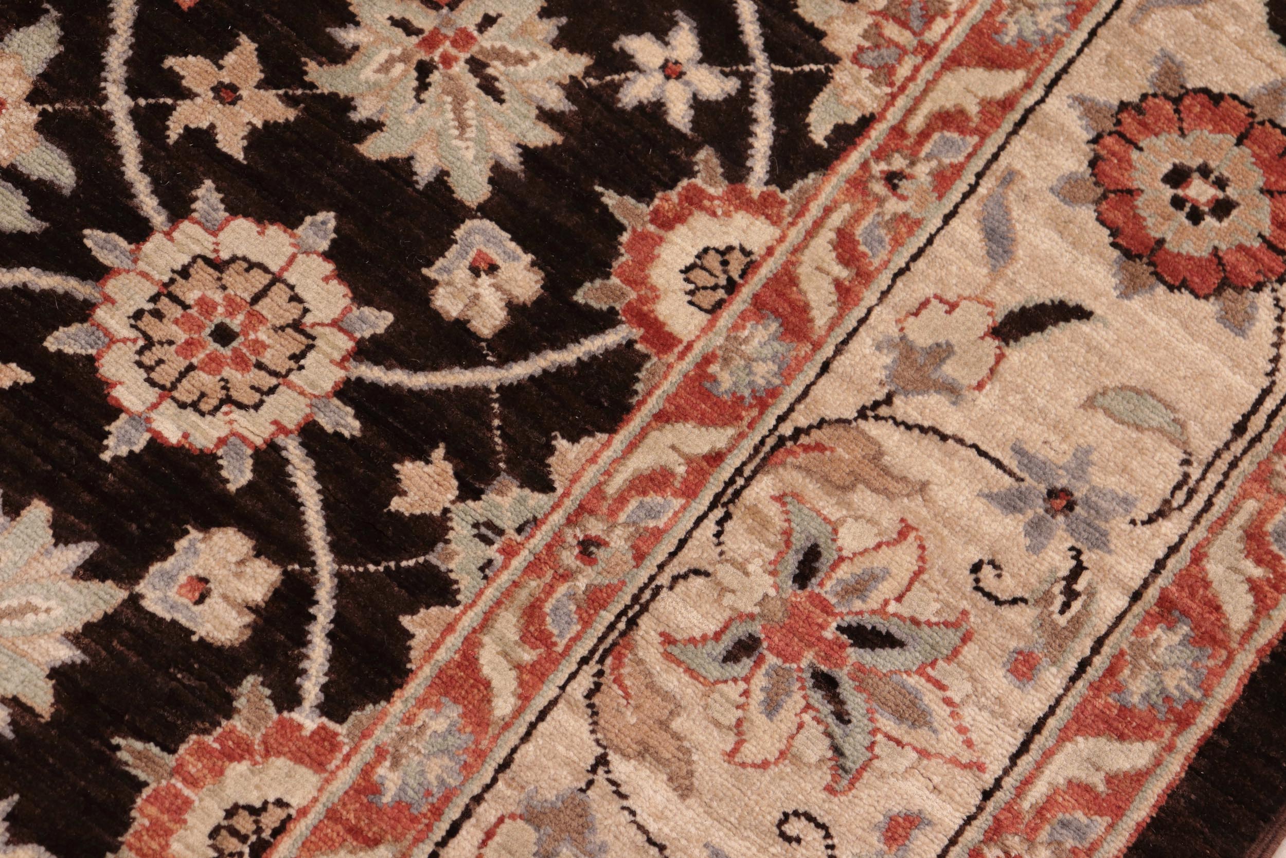 handmade Transitional Kafkaz Brown Beige Hand Knotted RECTANGLE 100% WOOL area rug 8' x 10'
