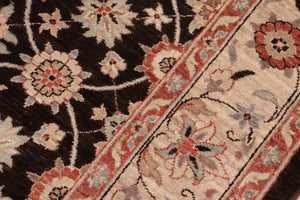 handmade Transitional Kafkaz Brown Beige Hand Knotted RECTANGLE 100% WOOL area rug 8' x 10'