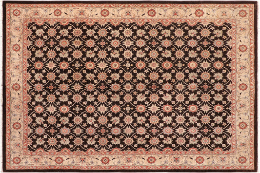handmade Transitional Kafkaz Brown Beige Hand Knotted RECTANGLE 100% WOOL area rug 8' x 10'