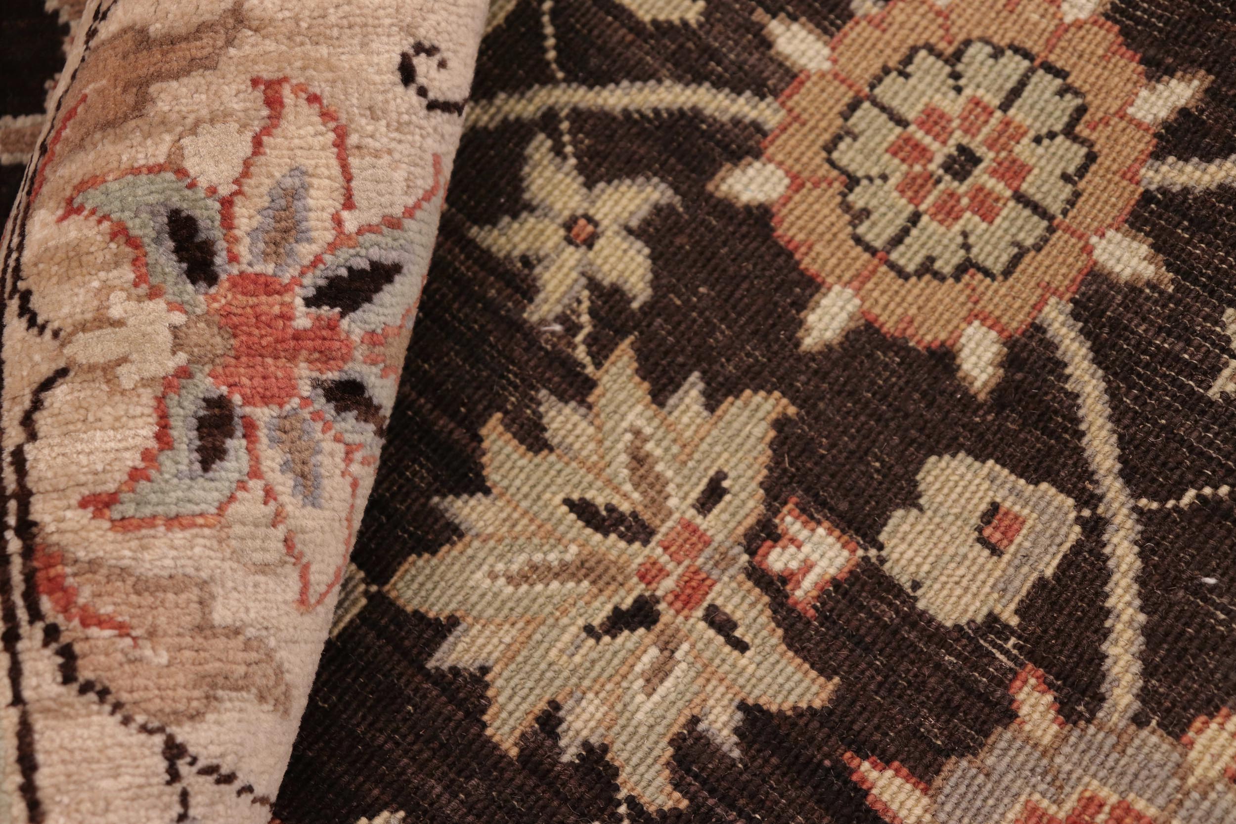 handmade Transitional Kafkaz Brown Beige Hand Knotted RECTANGLE 100% WOOL area rug 8' x 10'
