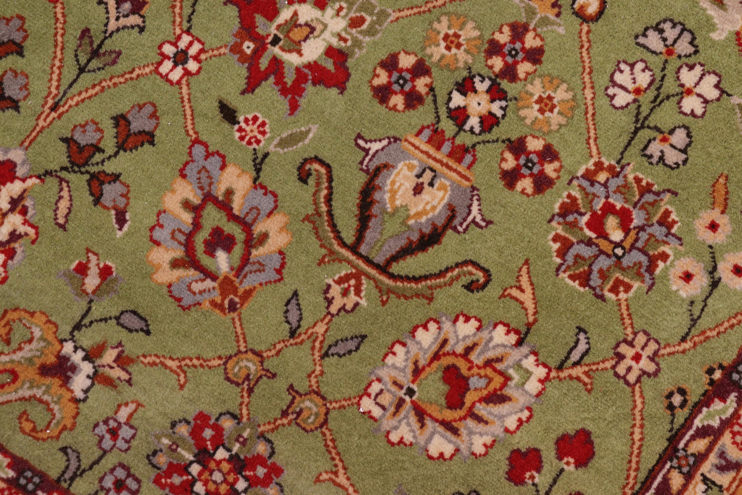 handmade Transitional  Green Aubergine Hand Knotted RECTANGLE 100% WOOL area rug 8x10